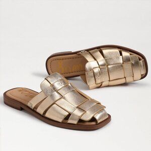 Sam‎ Edelman Dina Fisherman Mule in Gold Quartz Leather size 6